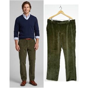 Peter Millar Olive Green Nanoluxe Corduroy Straight Leg Pants Size 40